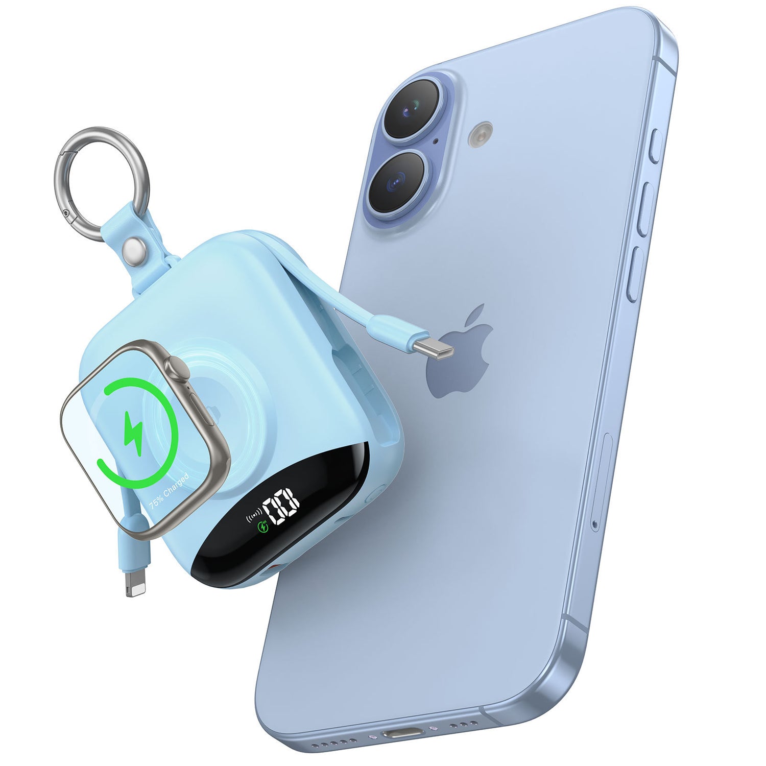 10000mAh Power Bank With Built-In Cables & Watch Pad