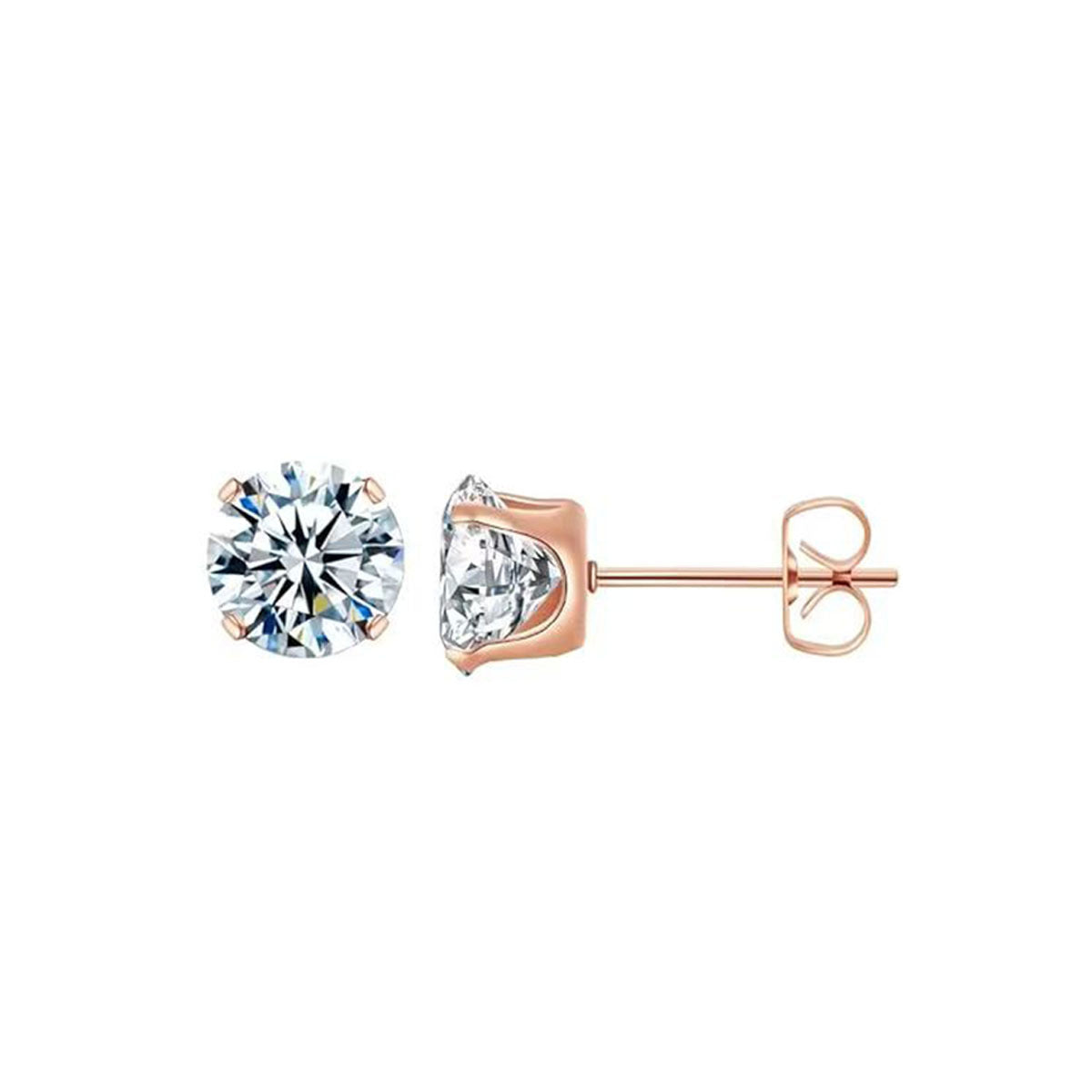Four-Claw Synthetic Zircon Earrings