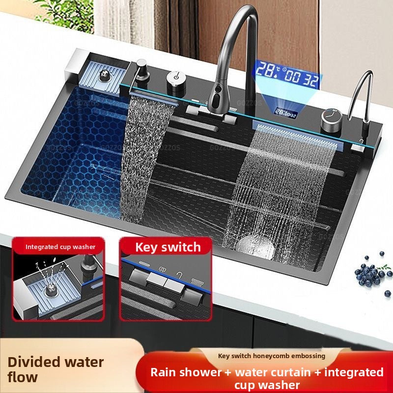 Stainless Steel Multifunctional Kitchen Sink with Digital Display