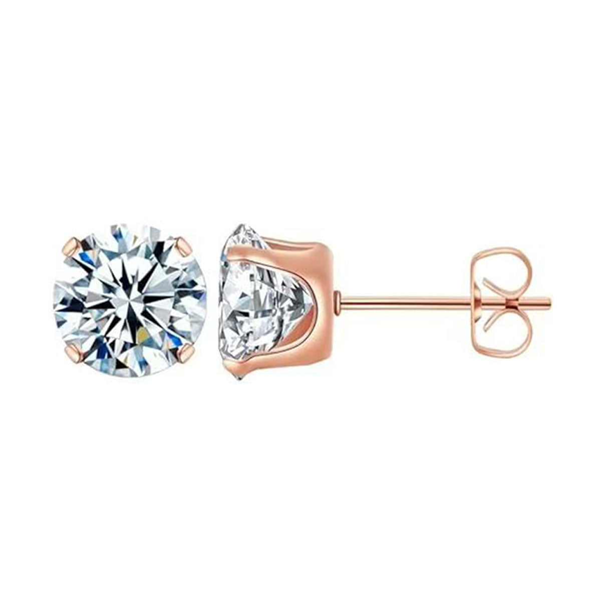 Four-Claw Synthetic Zircon Earrings