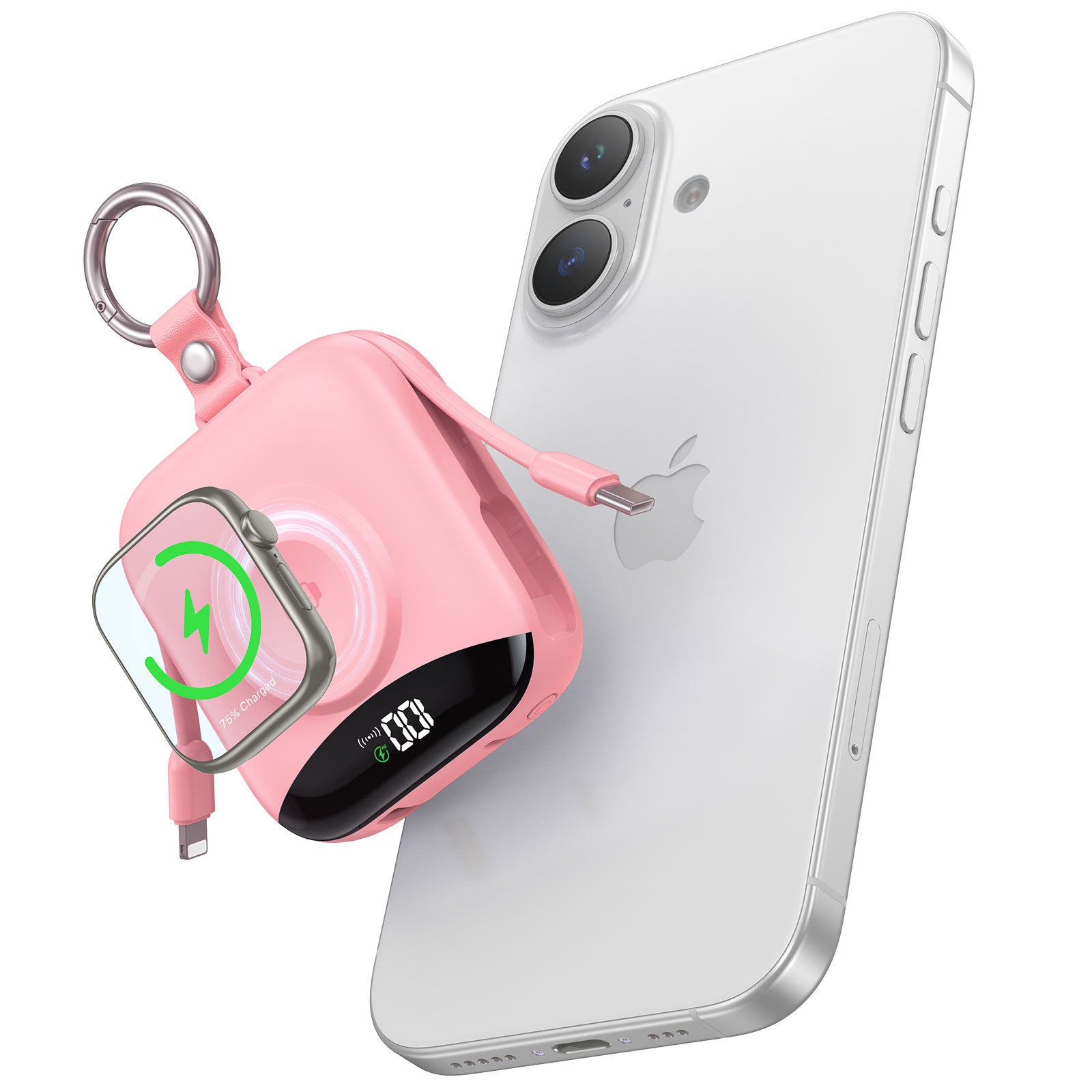 10000mAh Power Bank With Built-In Cables & Watch Pad