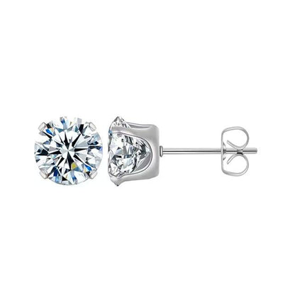 Four-Claw Synthetic Zircon Earrings