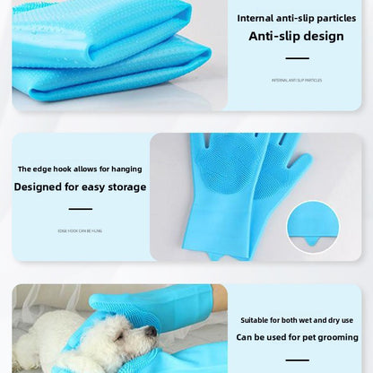 Pet Bathing Gloves Cleaning Brush for Cats and Dogs