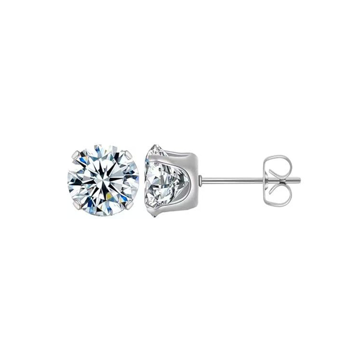 Four-Claw Synthetic Zircon Earrings