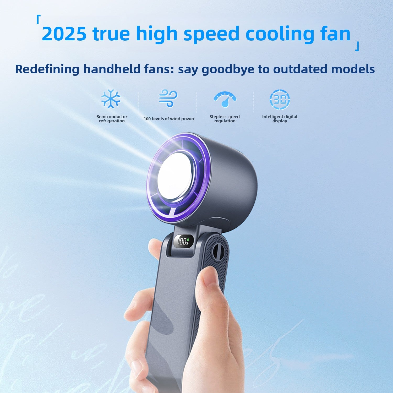 Portable Folding Mini Fan – 100-Speed USB-C Cooling
