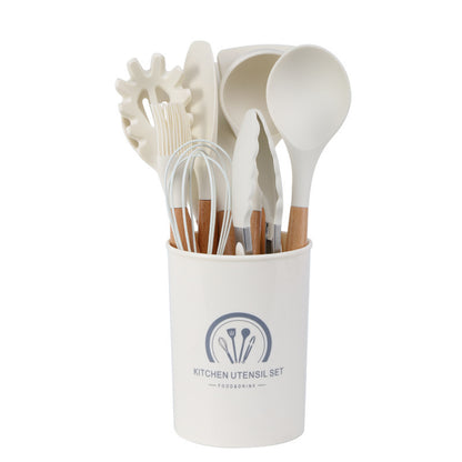 33-Piece Wooden-Handled Silicone Kitchen Utensil Set