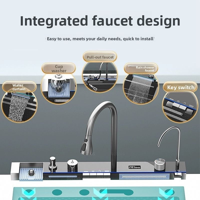 Stainless Steel Multifunctional Kitchen Sink with Digital Display