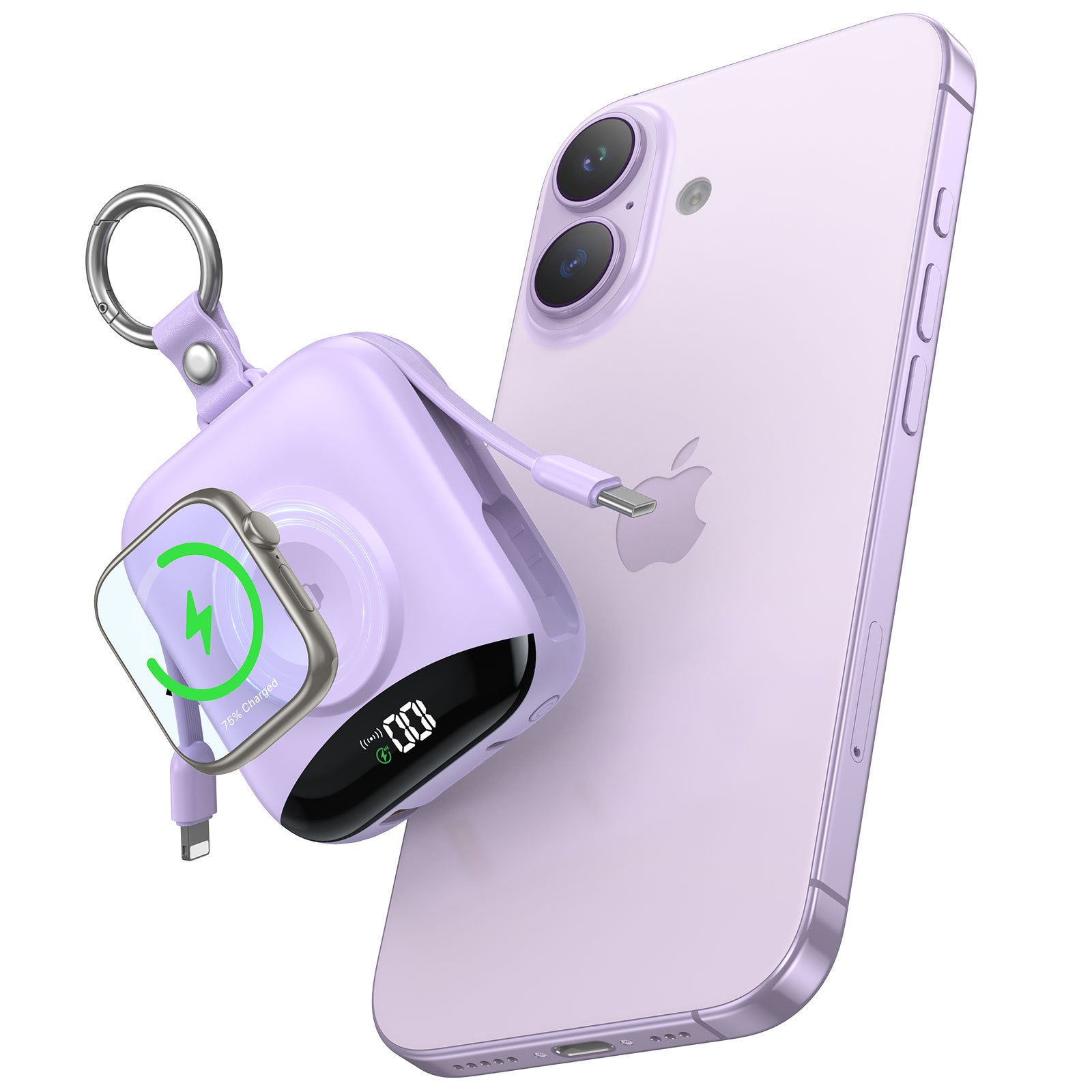 10000mAh Power Bank With Built-In Cables & Watch Pad