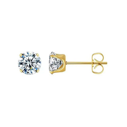 Four-Claw Synthetic Zircon Earrings